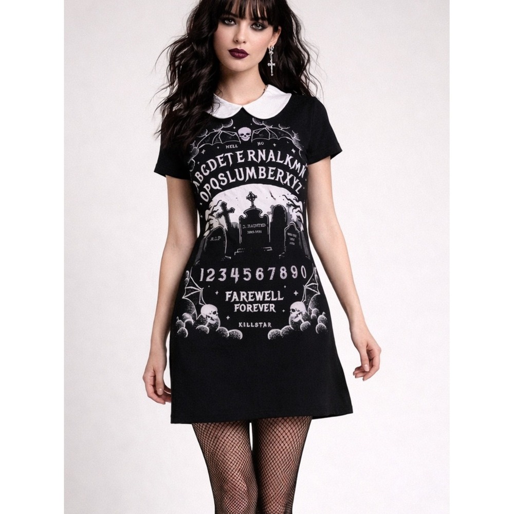 KILLSTAR Gothic Graveyard Mini Dress Ouija Peter Pan Collar Farewell Forever M
